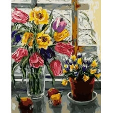 Живопись по номерам Paintboy Тюльпаны в вазе 40x50