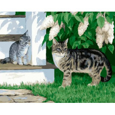 Живопись по номерам Paintboy Кошка с котенком