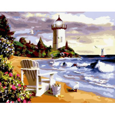 Картина по номерам ВанГогВоМне Маяк у моря, 40x50