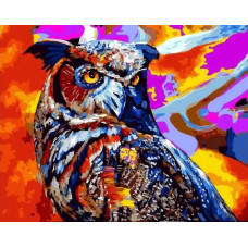Картина по номерам Paintboy Разноцветная сова, 40x50