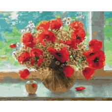 Картина по номерам ВанГогВоМне Свежие маки в вазе