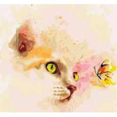 Картина по номерам Paintboy Котенок и бабочка, 40x50 см