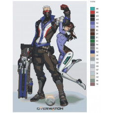 Живопись по номерам BRUSHES-PAINTS Компьютерная игра Overwatch (овервотч). Солдат 76 и D.Va Живопись по номерам BRUSHES-PAINTS Компьютерная игра Overwatch (овервотч). Солдат 76 и D.Va