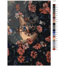 Живопись по номерам BRUSHES-PAINTS Кот окруженный цветами