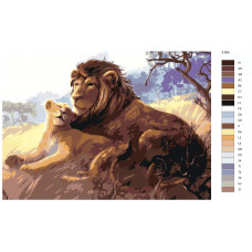 Живопись по номерам BRUSHES-PAINTS Отдых льва и львенка