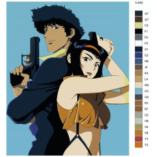 Живопись по номерам BRUSHES-PAINTS Аниме: Ковбой Бибоп (Cowboy Bebop). Спайк Шпигель И Фэй Валентайн (Spike Spiegel, Faye Valentine)