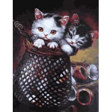 Живопись по номерам Paintboy Котята в корзинке 40x50
