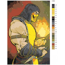 Живопись по номерам BRUSHES-PAINTS Скорпион- Мортал Комбат(Mortal Combat) 70x110