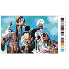 Живопись по номерам BRUSHES-PAINTS Микки Маус, Гуффи, Дональд Дак. Мультфильм
