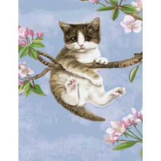 Картина по номерам Paintboy Котик на ветке, 40x50 см