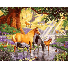 Картина по номерам Paintboy Лошади на реке, 40x50 см