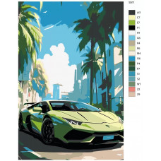 Живопись по номерам BRUSHES-PAINTS Зеленая Lamborghini Ламборджини