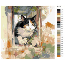 Картина по номерам BRUSHES-PAINTS Любопытный кот R-172 40x40 см Картина по номерам BRUSHES-PAINTS Любопытный кот R-172 40x40 см