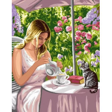 Живопись по номерам Paintboy Женщина с котенком 40x50