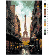 Картина по номерам BRUSHES-PAINTS Париж арт Эйфелева башня и гуляющие люди 70x110 см