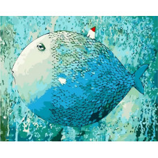 Картина по номерам Цветной Чудо-юдо рыба-кит, 40x50