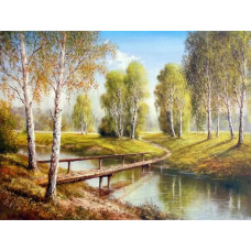 Картина по номерам, Деревянный мост, холст на подрамнике 40х50см