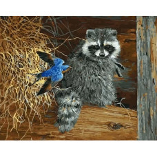 Живопись по номерам Paintboy Енот и птичка 40x50