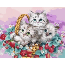 Картина по номерам Paintboy Корзина с котятами, 40x50 см