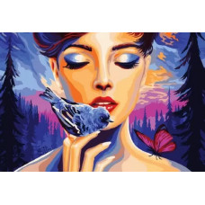 Набор для рисования по номерам "Девушка и птица" (40x50 см) Набор для рисования по номерам "Девушка и птица" (40x50 см)