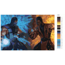 Картина по номерам BRUSHES-PAINTS Саб Зиро и Скорпион - Mortal Combat Z696 40x60 см