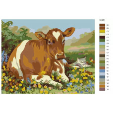 Живопись по номерам BRUSHES-PAINTS Корова и кот на лугу Живопись по номерам BRUSHES-PAINTS Корова и кот на лугу