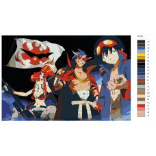 Живопись по номерам BRUSHES-PAINTS Аниме: Гуррен-Лаганн (Gurren-Lagann). Камина, Ёко, Симон (Kamina, Yoko Littner, Simon)