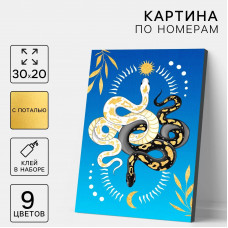 Картина по номерам Школа талантов Змеи день и ночь, на холсте  20 х 30 см