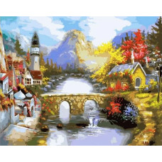 Картина по номерам Paintboy Мост через реку, 40x50 см