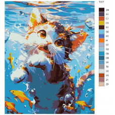 Картина по номерам BRUSHES-PAINTS Котик наблюдает за золотыми рыбками T317 40x50 см
