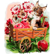 Картина по номерам Paintboy Котенок в тележке, 40x50 см