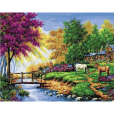 Картина по номерам Paintboy Рассвет в деревне, 40x50 см