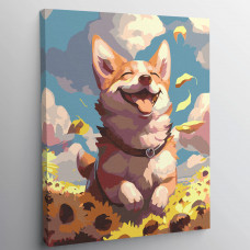 Картина по номерам Red Panda Счастливый корги холст на подрамнике 30x40 см