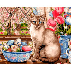 Картина по номерам Paintboy Пасхальный кот, 40x50 см