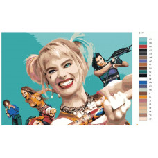 Живопись по номерам BRUSHES-PAINTS xищные птицы. xарли Квинн - Марго Робби.Комиксы