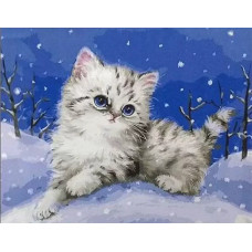 Картина по номерам Paintboy Снежный котенок, 40x50 см