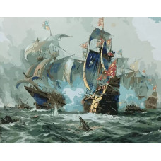 Картина по номерам Цветной Морской бой, 40x50 см
