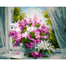 Картина по номерам ВанГогВоМне Букет яркой сирени, 40x50