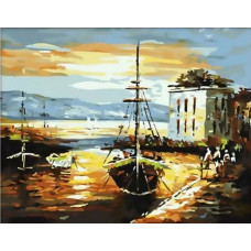 Картина по номерам Белоснежка Рыбацкий баркас, 40x50