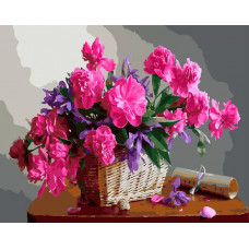 Картина по номерам ВанГогВоМне Розовые пионы в корзине, 40x50