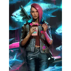 Картина по номерам на холсте Киберпанк cyberpunk 2077 девушка 2106 30X40