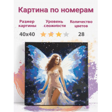 Картина по номерам Раскрасим сами Девушка фея с крыльями холст на подрамнике 40х40 см