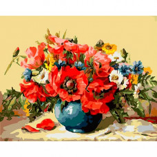 Набор для рисования по номерам "Букет с маками", 40x50 см, арт. B020 Набор для рисования по номерам "Букет с маками", 40x50 см, арт. B020