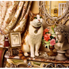 Холст с красками "Рисование по номерам. Кот в красивом интерьере", 40x50 см