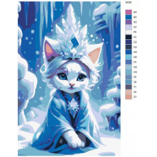 Живопись по номерам BRUSHES-PAINTS Новый год Белая кошка- снежная королева Живопись по номерам BRUSHES-PAINTS Новый год Белая кошка- снежная королева
