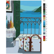 Живопись по номерам BRUSHES-PAINTS Чемоданы и вид на озеро Комо