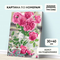 Картина по номерам на холсте ТРИ СОВЫ "Чаепитие", 30*40, с акриловыми красками и кистями