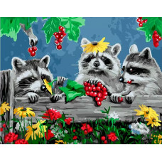 Картина по номерам Paintboy Семья енотов, 40x50 см