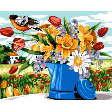 Живопись по номерам Paintboy Цветы в лейке 40x50