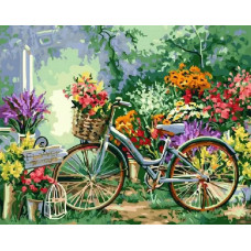 Картина по номерам Paintboy Велосипед в саду, 40x50 см